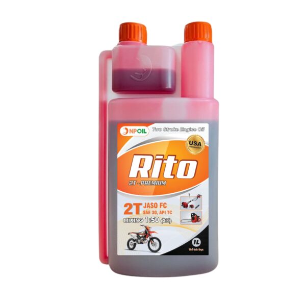 DẦU ĐỘNG CƠ 2 THÌ CAO CẤP RITO 1 LÍT MÀU ĐỎ