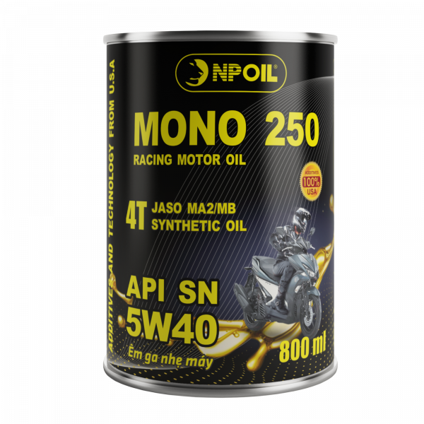 DẦU NHỚT XE MÁY MONO 250 API SN 5W40 DUNG TÍCH 800mL