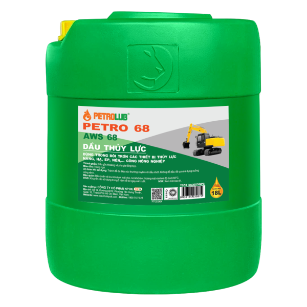 DẦU THỦY LỰC TRẮNG_PETRO AWS 68, CAN 18L