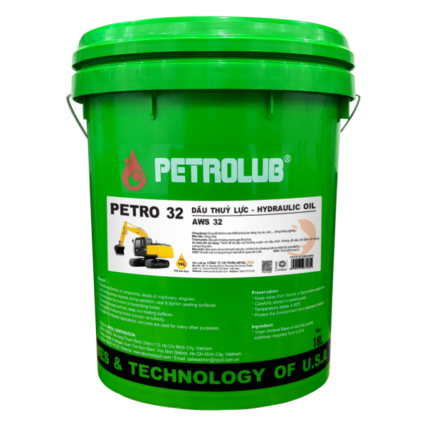 DẦU THUỶ LỰC VÀNG PETRO AWS 32, XO 18L