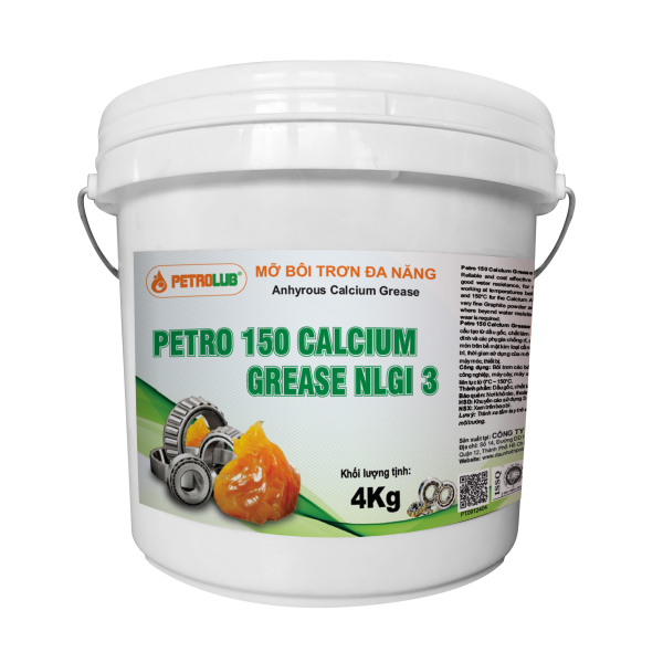 Mỡ bôi trơn, mỡ bò PETRO 150 CALCIUM GREASE NLGI 3, XO 4KG, KT 22x10 cm