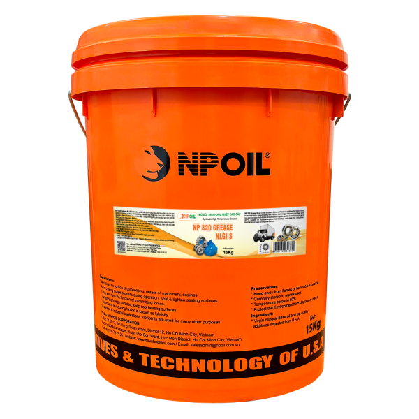 Mỡ bôi trơn, mỡ bò NP 320 GREASE NLGI 3, XO 15KG, KT 19x4cm