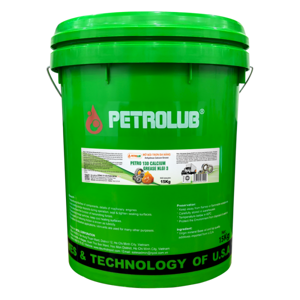 Mỡ bôi trơn, mỡ bò PETRO 130 CALCIUM GREASE NLGI 3, XO 15KG, KT 19x4 cm