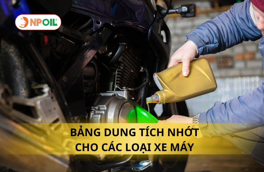 BẢNG DUNG TÍCH NHỚT CHO CÁC LOẠI XE MÁY