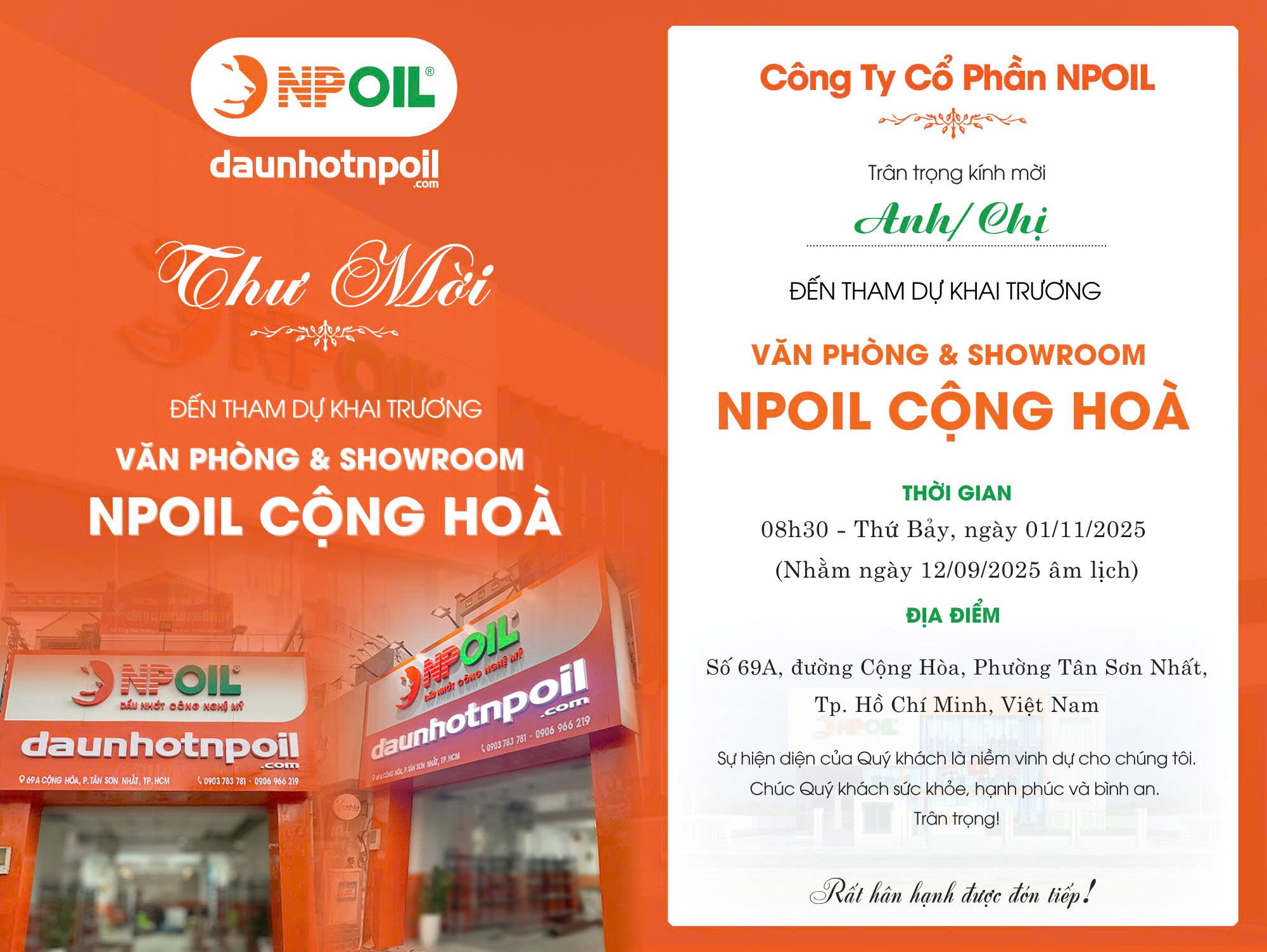 ThƯ MỜi Tham DỰ LỄ Khai TrƯƠng VĂn PhÒng – Showroom CỘng HÒa