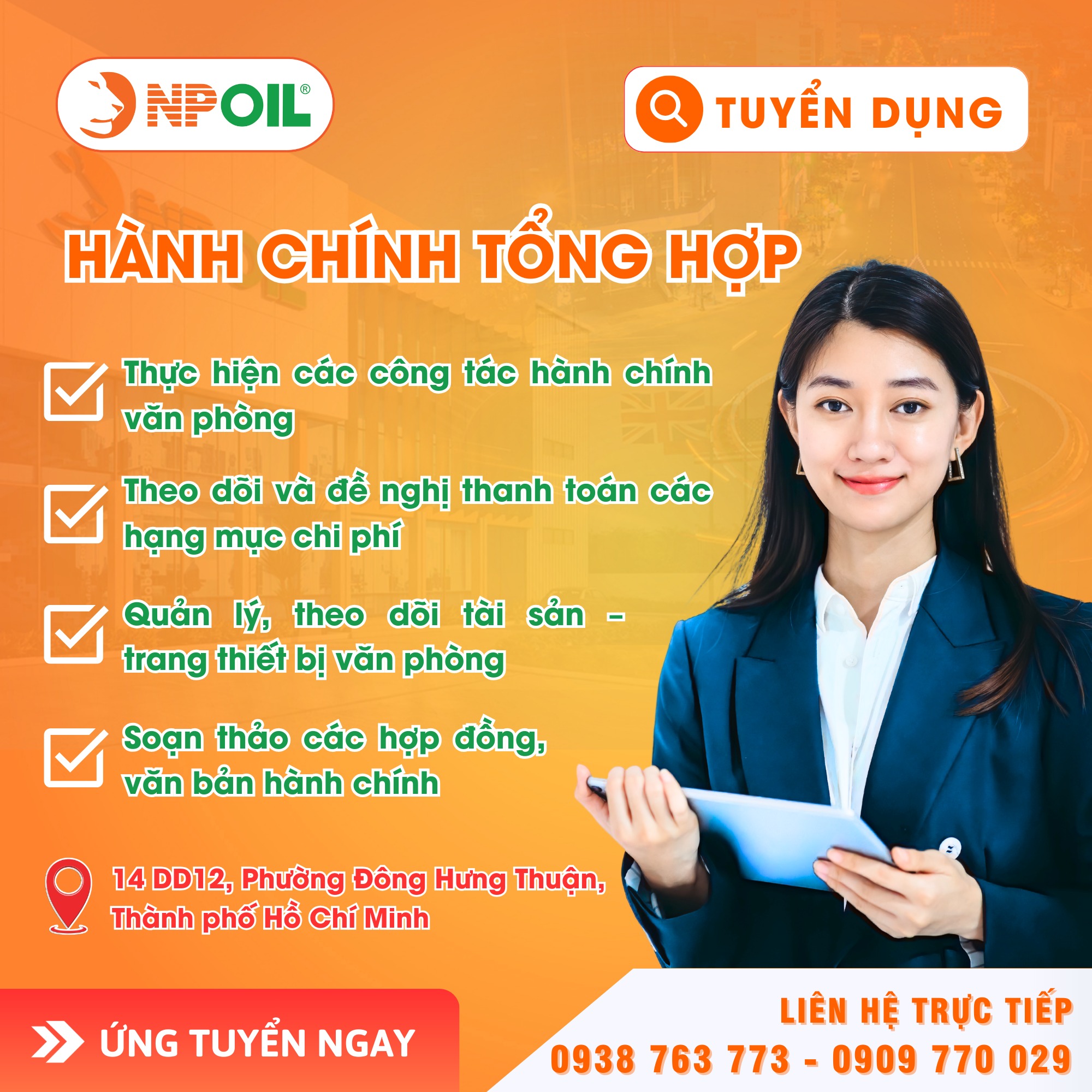 NPOIL CORPORATION TUYỂN DỤNG NHÂN VIÊN HÀNH CHÍNH TỔNG HỢP