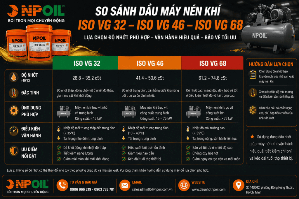 So Sánh Dầu Máy Nén Khí Iso Vg 32 Và 46 Và 68